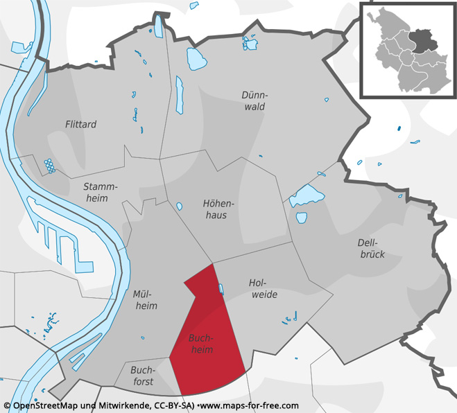 Karte Veedel Köln Buchheim, Immobilienmakler Goost