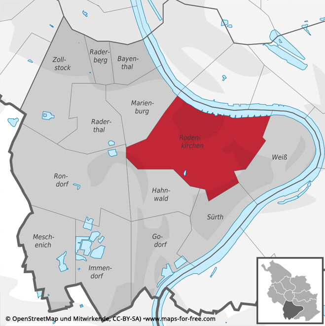 Karte Stadtteil Köln Rodenkirchen