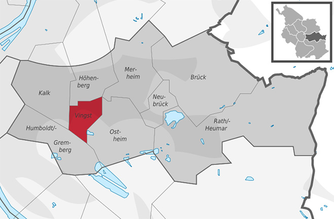 Köln Vingst auf der Stadtkarte, Immobilienmakler Christian Goost, Makler Köln