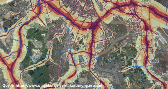 Die Lärmkarte von Köln ist immer eine gutes Tool, um die Immobilienpreise für den Standort Köln Meschenich zu ermitteln.