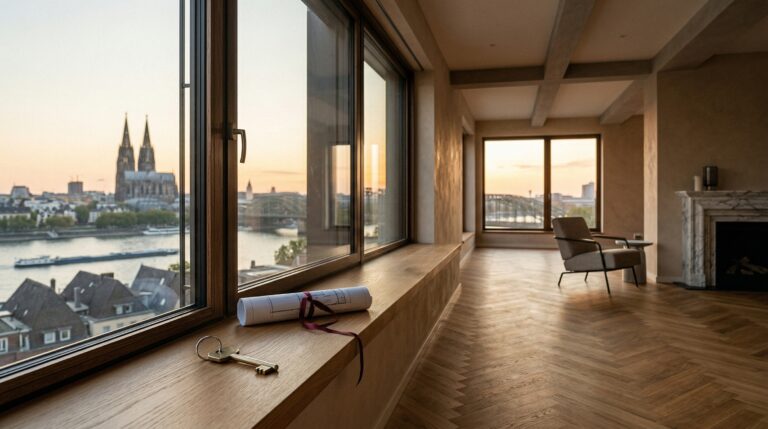 Ein ruhiges Kölner Wohnzimmer, das das Thema Wohnrecht Immobilie verkaufen symbolisiert.